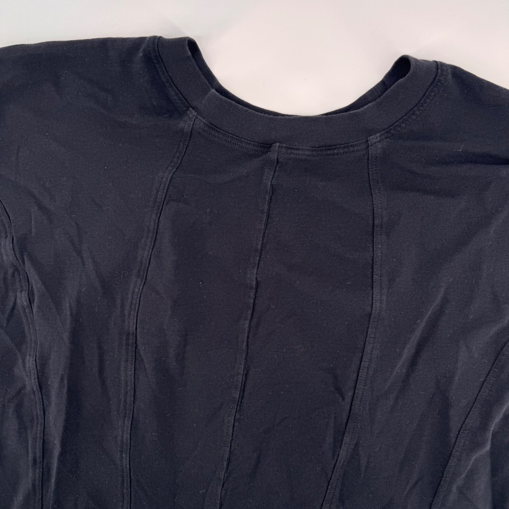 Lululemon Muscle Tank Women Size 12 Black Seamed Pleated Back‎ Athleisure Top